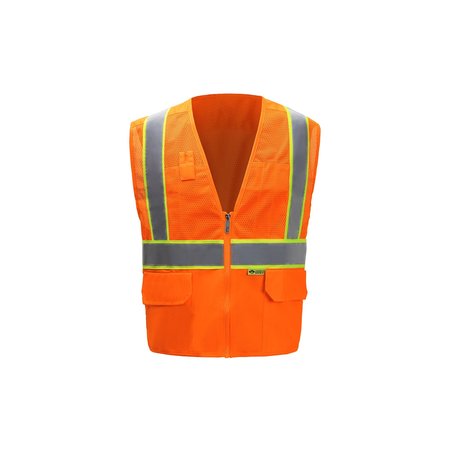 2W INTERNATIONAL Orange Contrast High Viz Vest, 2X-Large, Class 2 MS330C-2 2XL